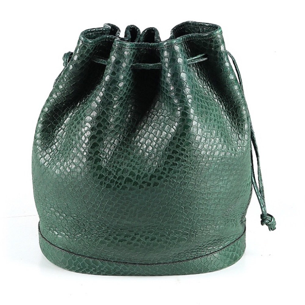 Vintage Salvatore Ferragamo green snakes skin bucket bag.